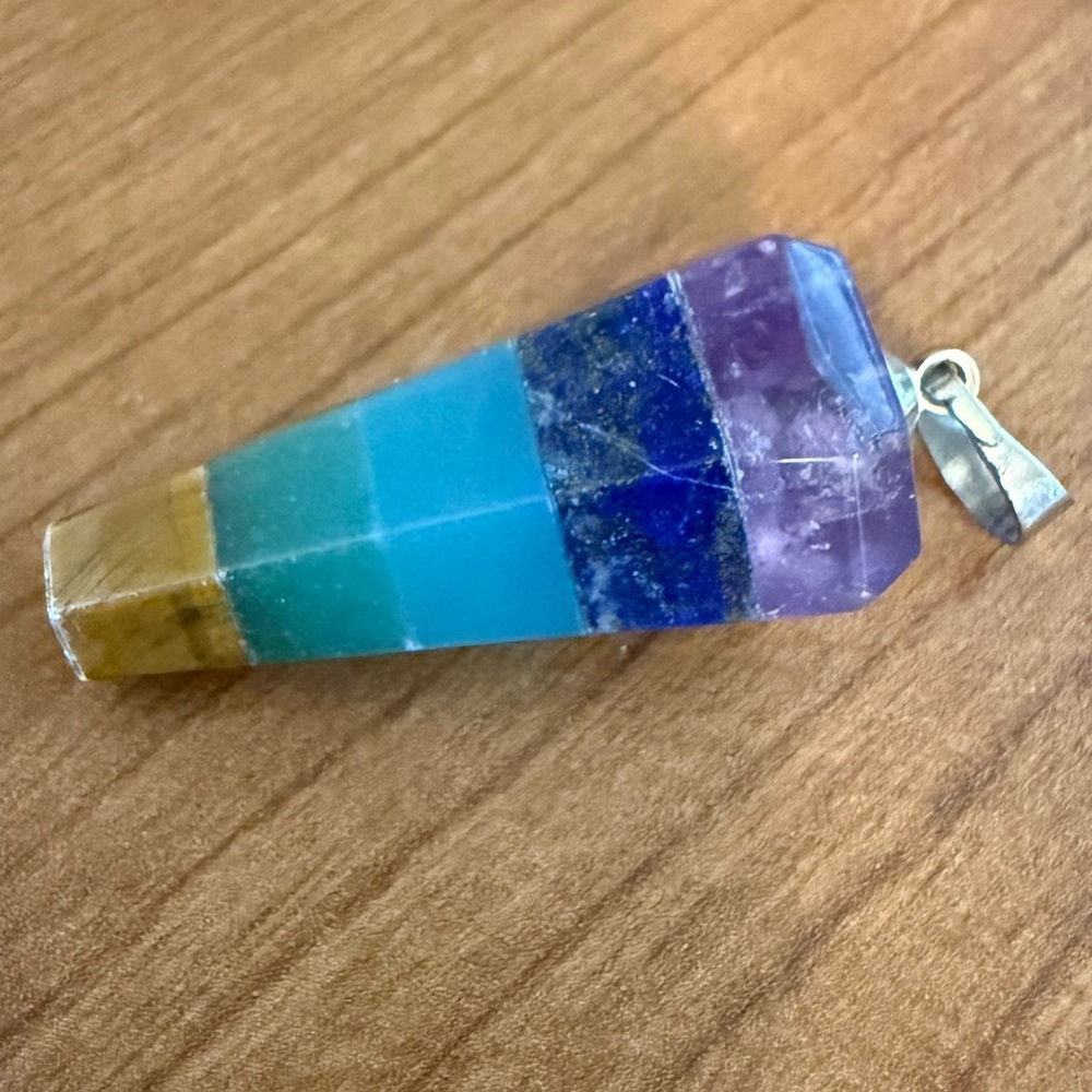 925 Sterling Silver Chakra Multi Gem
Crystal Pendant